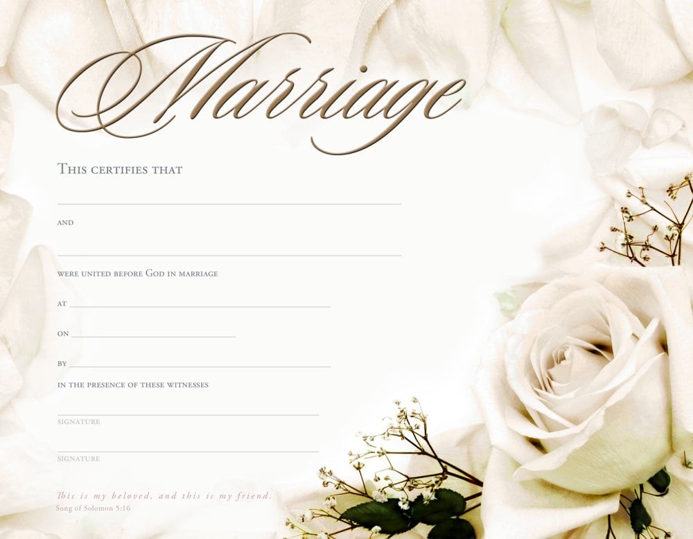 Wedding Ceremony Certificate Template