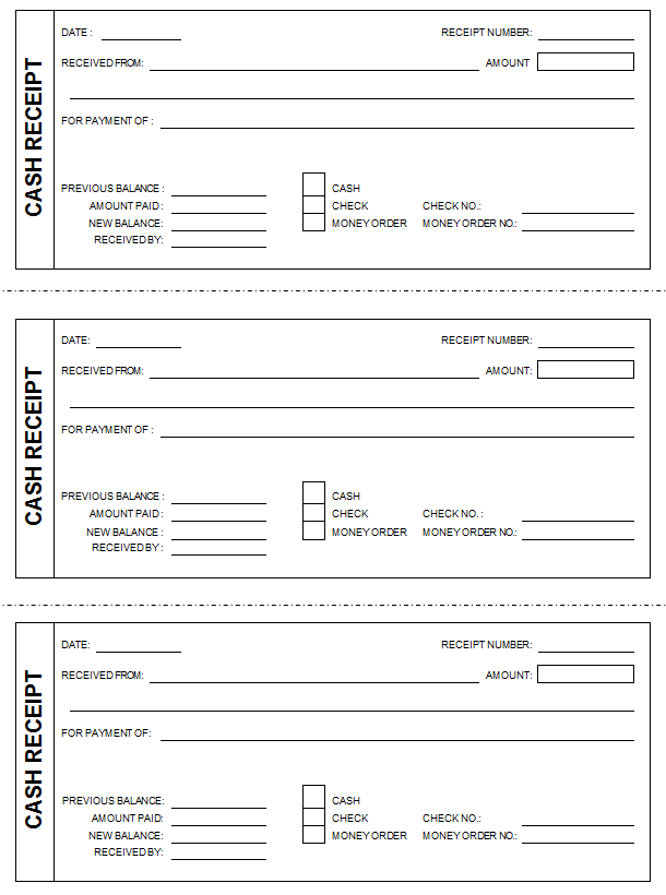 word template for cash receipt