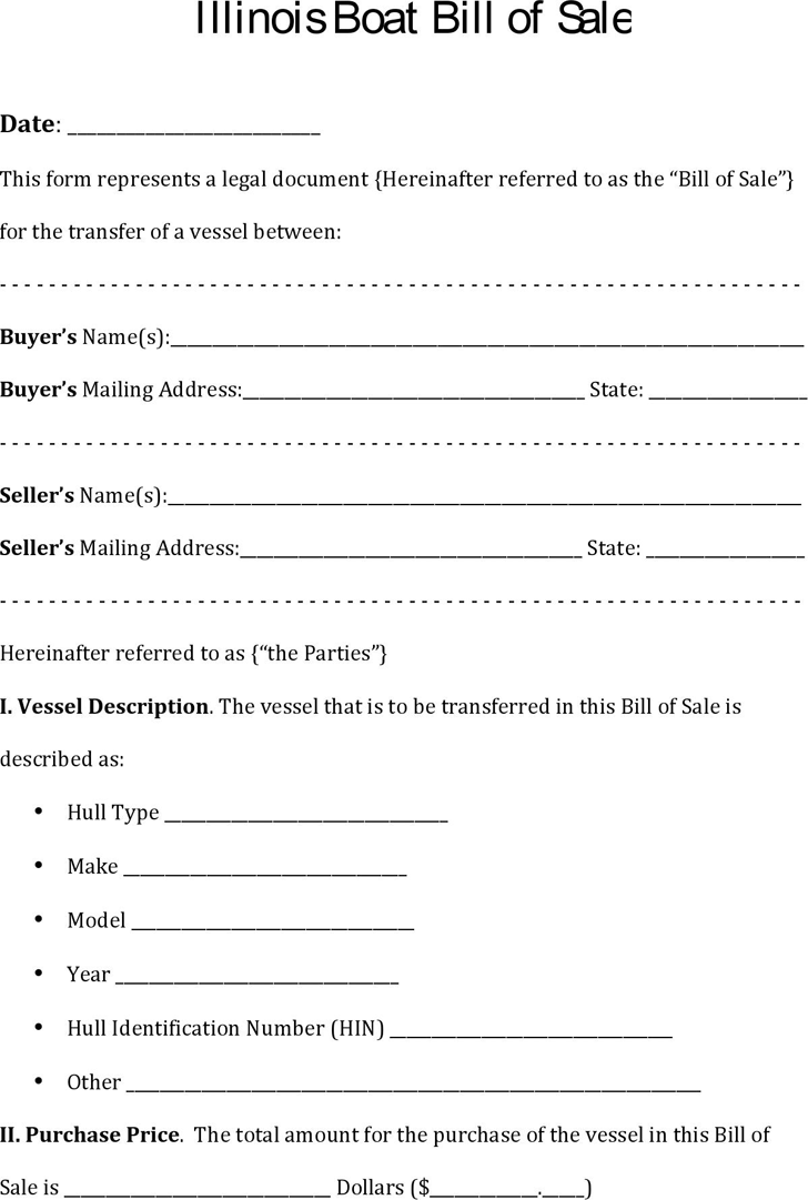 4 Boat Bill Of Sale Form Templates formats Examples in Word Excel