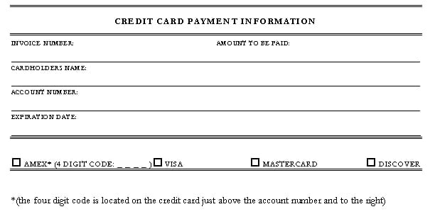 Credit Card Authorization Form Word Template