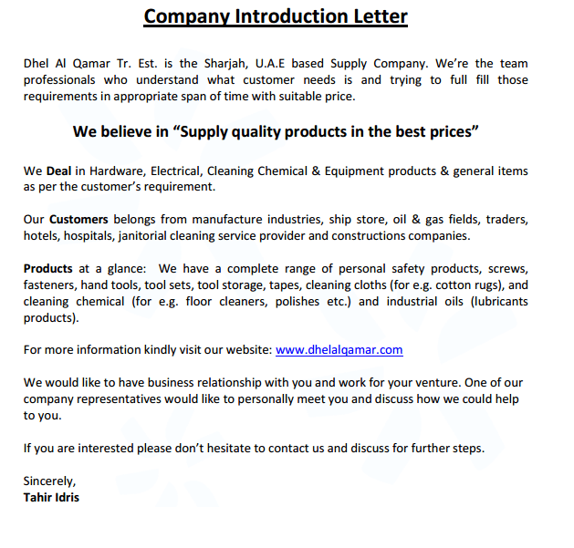 Email To Introduce Your Company