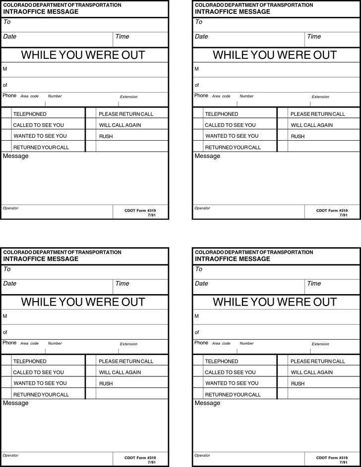 5 While You Were Out Templates Formats Examples In Word Excel