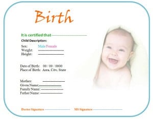 birth certificate template