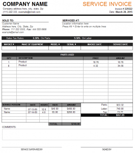 Service Invoice Template