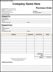 purchase order template