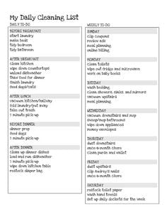 cleaning list template 49741