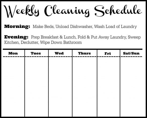 cleaning list template 5974