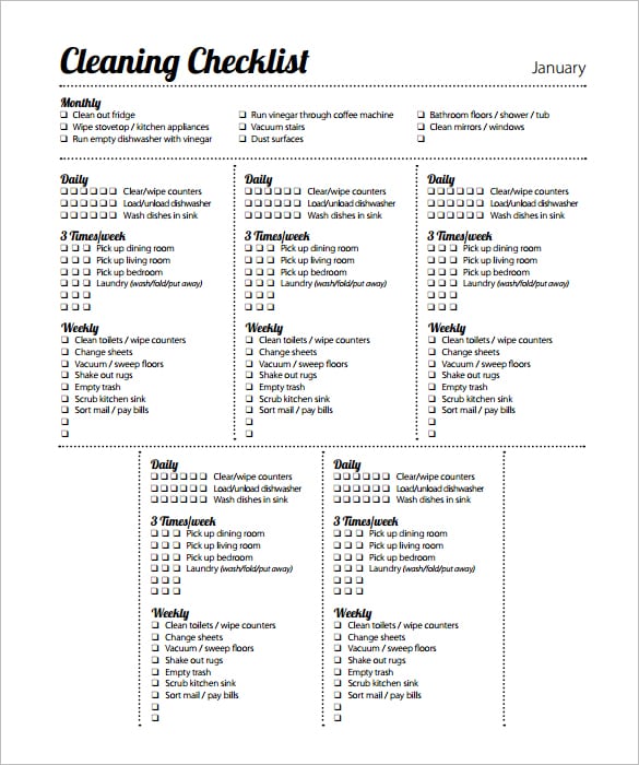 cleaning list template 641
