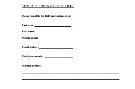 contact information template 4941