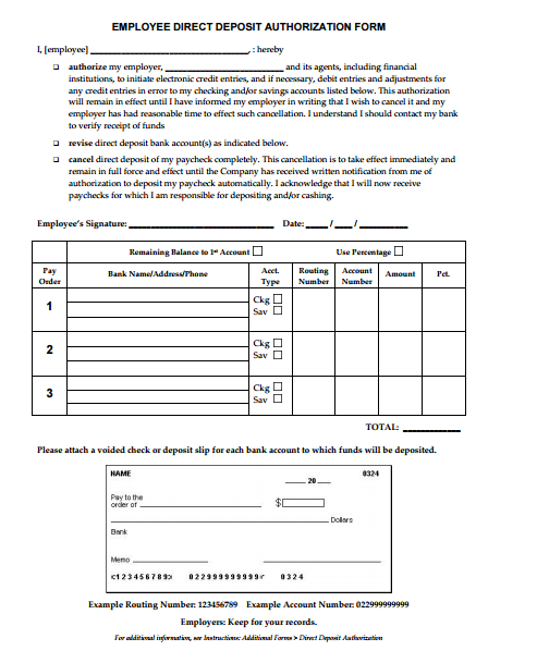 direct deposit form template 26741