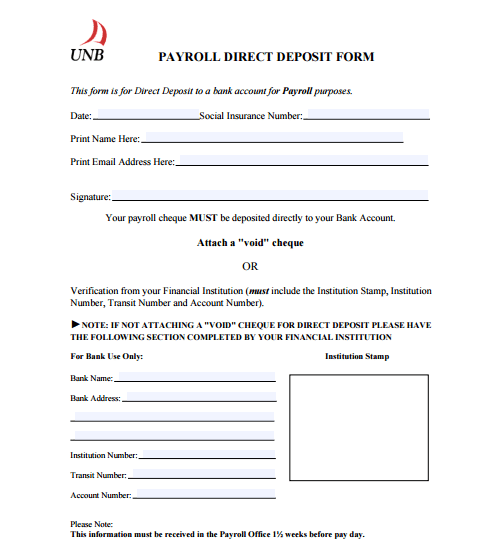 direct deposit form template 49741