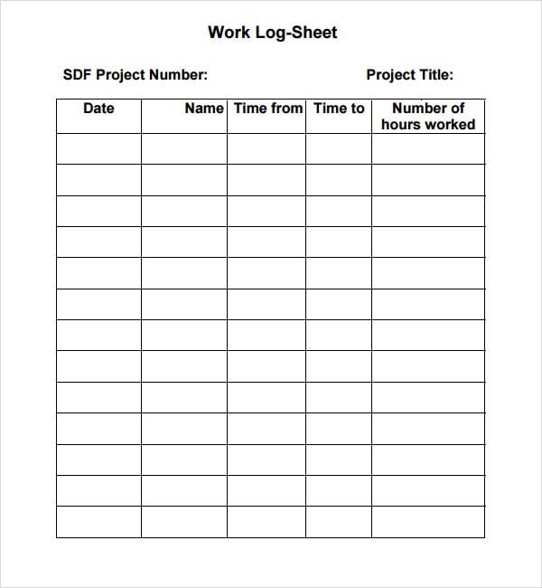 log sheet template 16541