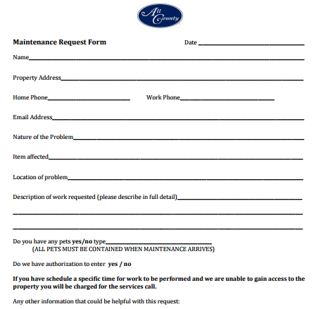 maintenance request form template 37491