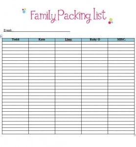 packing list template 6781