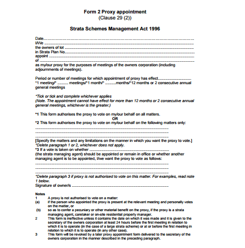 Proxy form template incorporated association