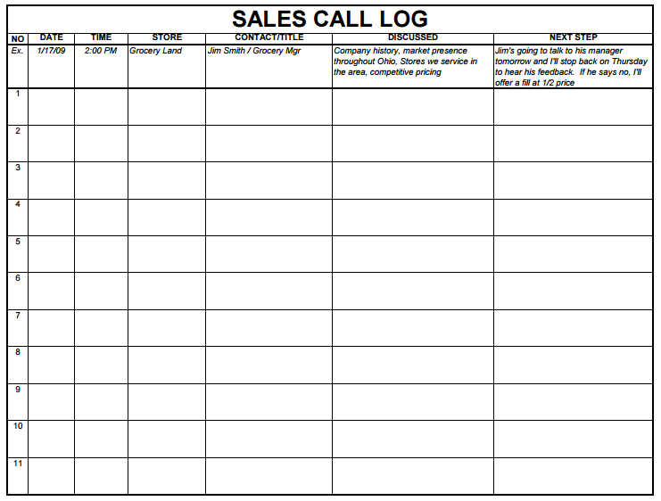 sales log template 341