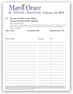 silent auction bid sheet template 574
