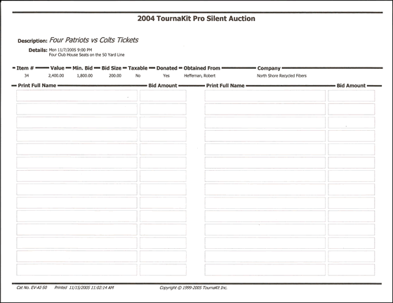 silent auction bid sheet template 674981