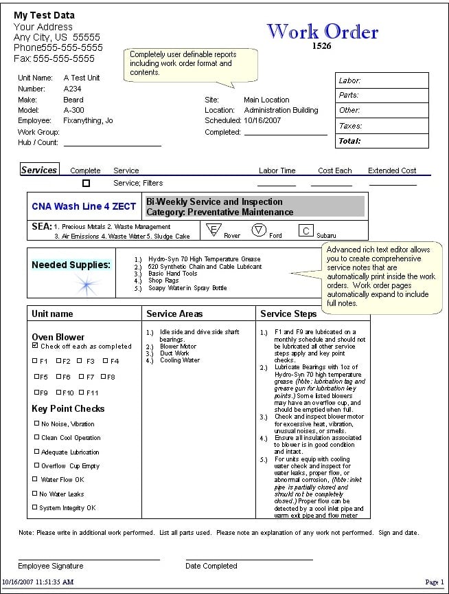 Maintenance Work Order Template from www.freesampletemplates.com