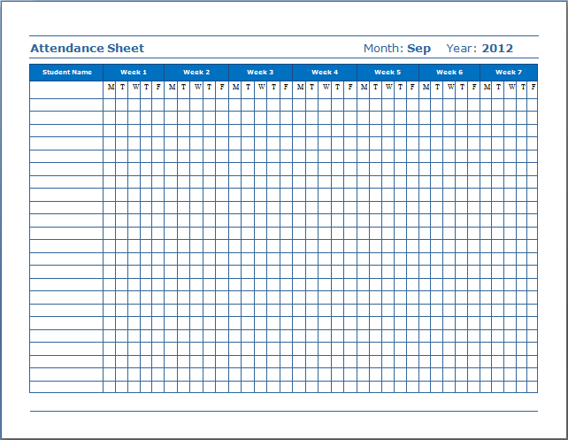 Student Attendance Sheet In Excel Free Download