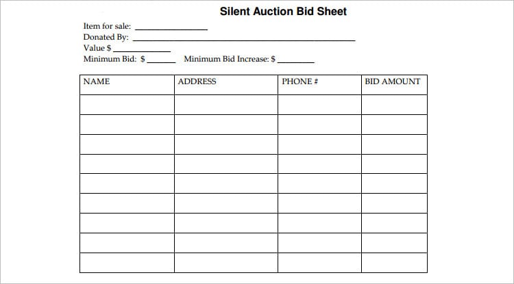 Free Bid Sheet Template from www.freesampletemplates.com