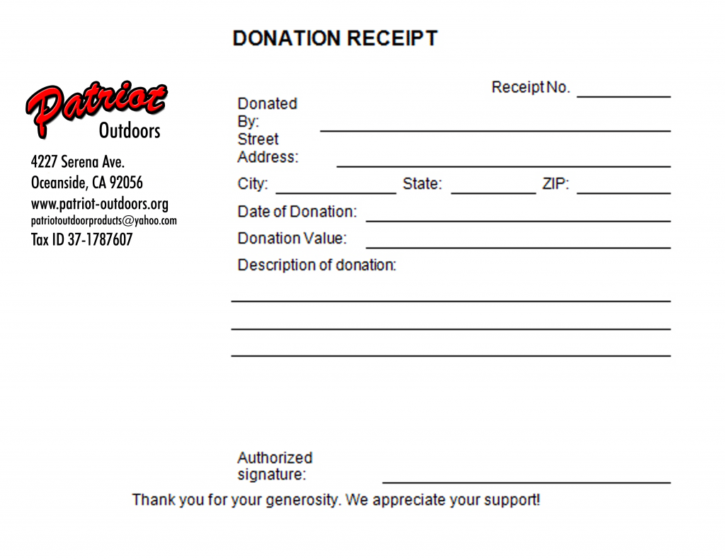 Charity Donation Receipt Template