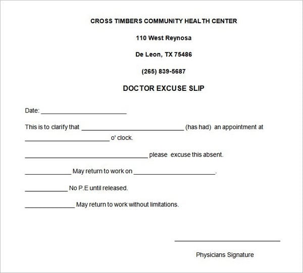 5 Doctors Note For Work Templates - formats, Examples in Word Excel