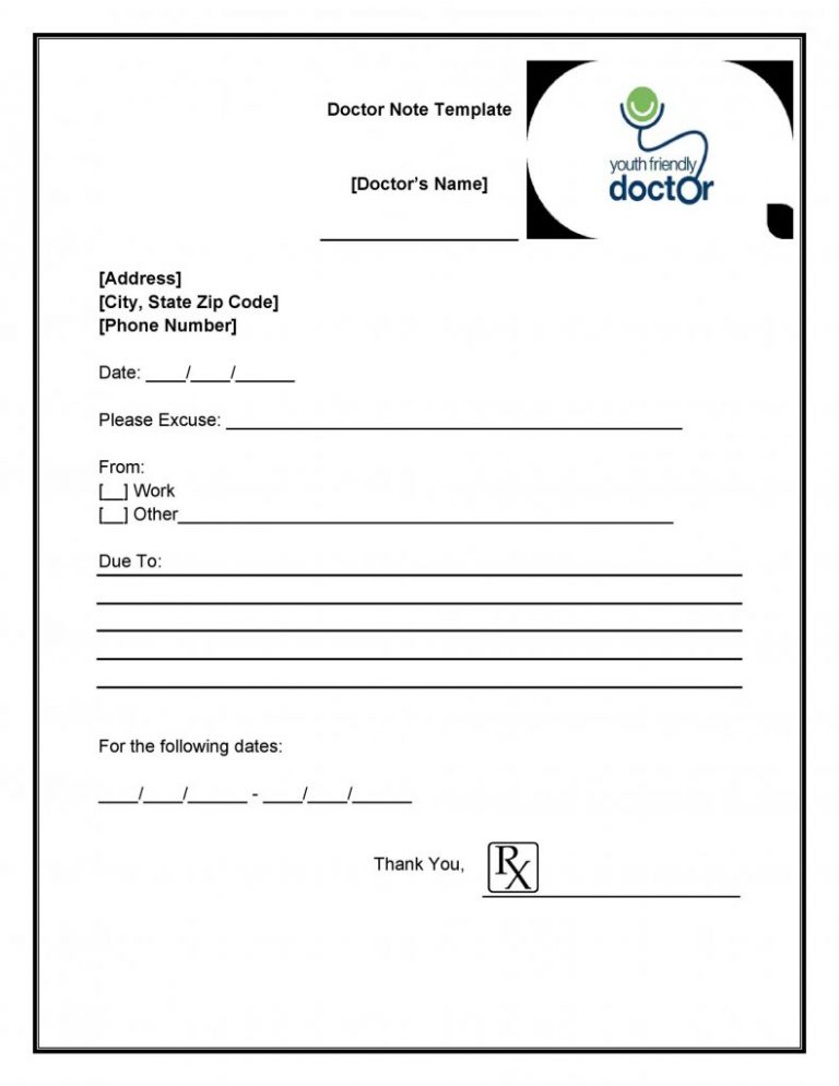 3 Free Doctors Note For Work Templates Free Sample Templates