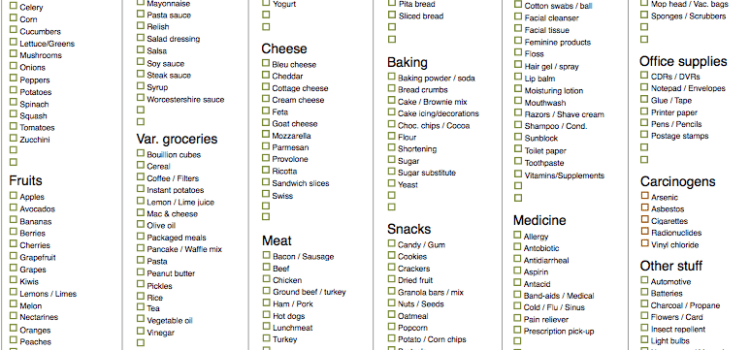 6 Grocery List Templates