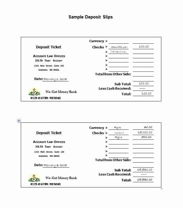 13 Deposit Slip Templates Word Free Sample Templates