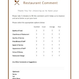 9 Restaurant Comment Card Templates