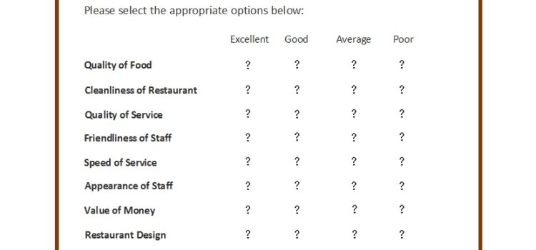 9 Restaurant Comment Card Templates