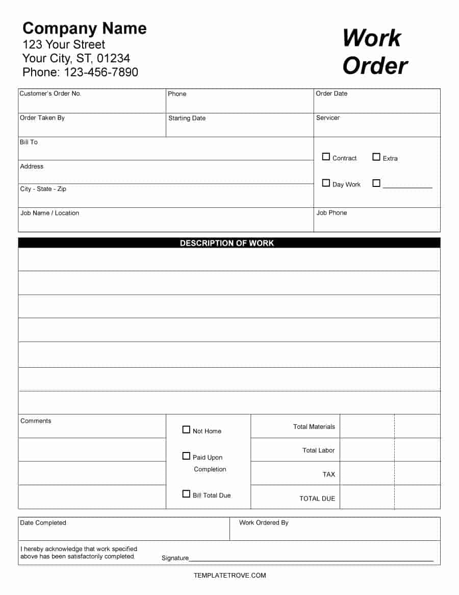 It Work Order Template from www.freesampletemplates.com